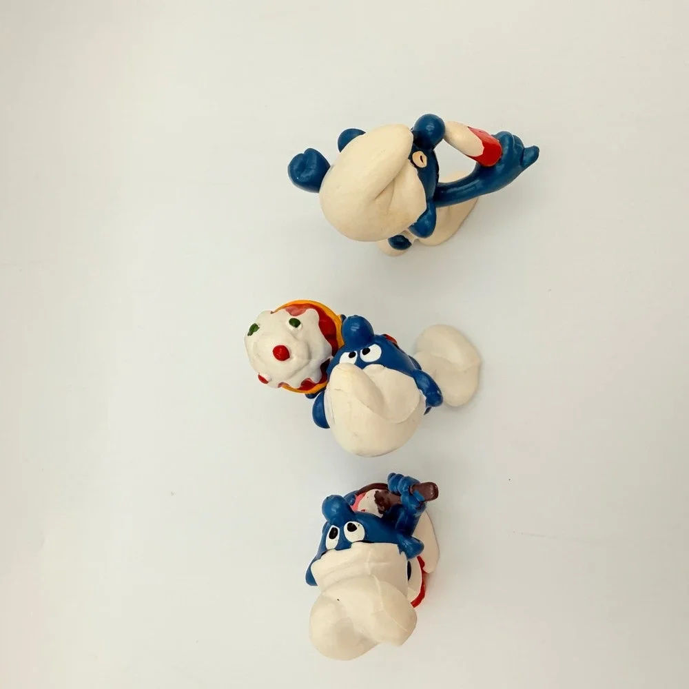 Vintage Schleich Smurfs PVC Figures 1978 1980 1983 Food Theme Lot of 3 Peyo